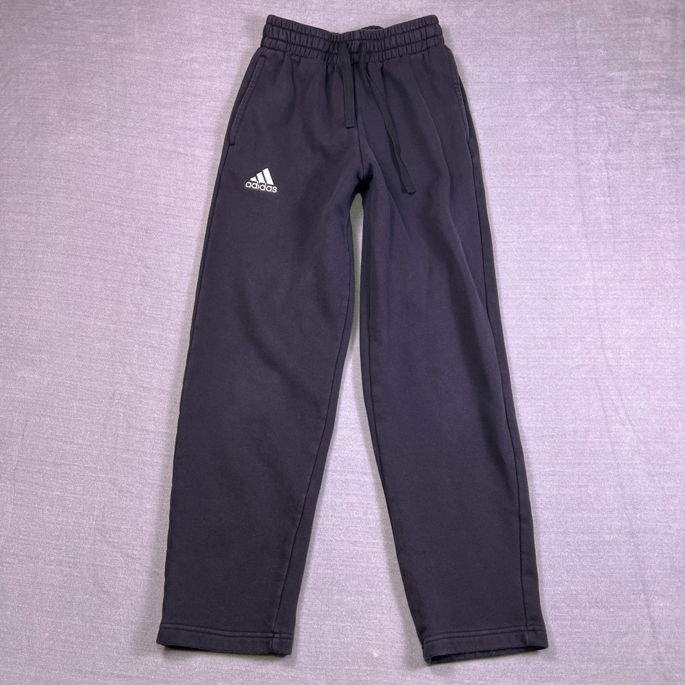 Adidas Mens Black Logo Climawarm Mid Rise Performance Fleece Track Pants Size XS